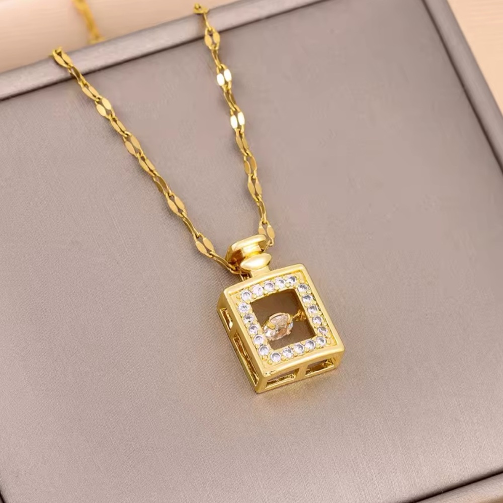 Gold Filled Cubic Zirconia Perfume Bottle Necklace